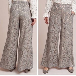 Feather Bone Anthropologie Wide Leg Lace Pants